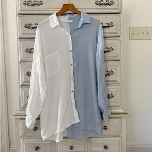Two Tone Gauze Button Shirt